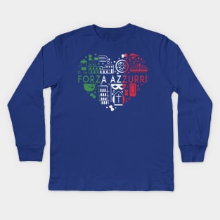 Italy soccer jersey italy football forza azzurri forza italia Kids Long Sleeve T-Shirt